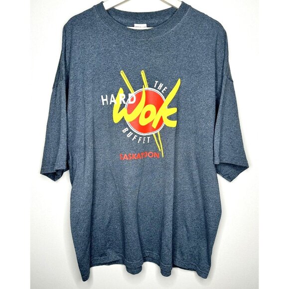 Gildan Mens T Shirt Funny Art To Wear THE HARD WOK BUFFET SASKATOON Gray Sz XXL - Picture 1 of 7